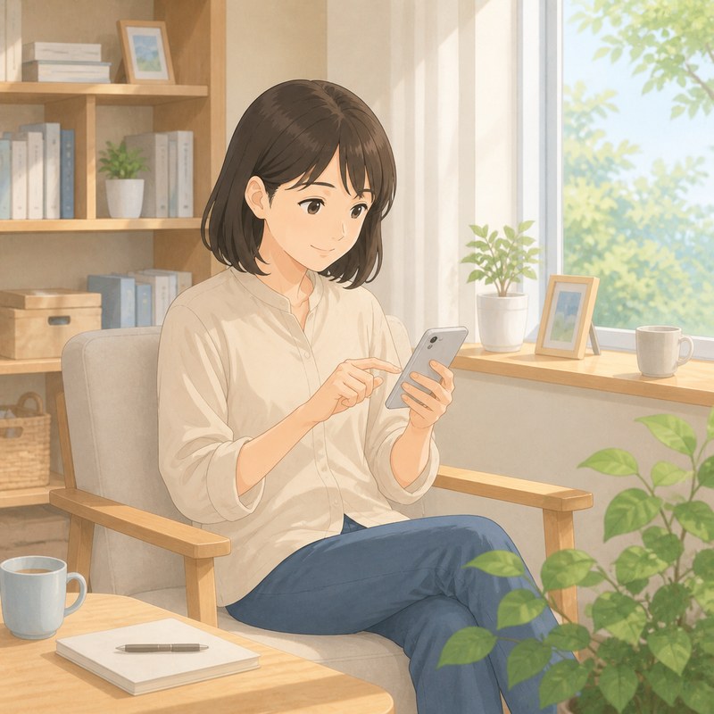 スマートフォンで事業所を探す利用者