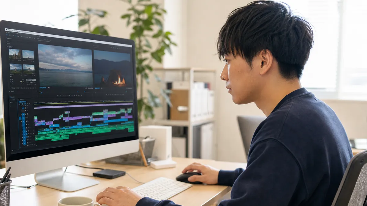 動画編集の作業のようす