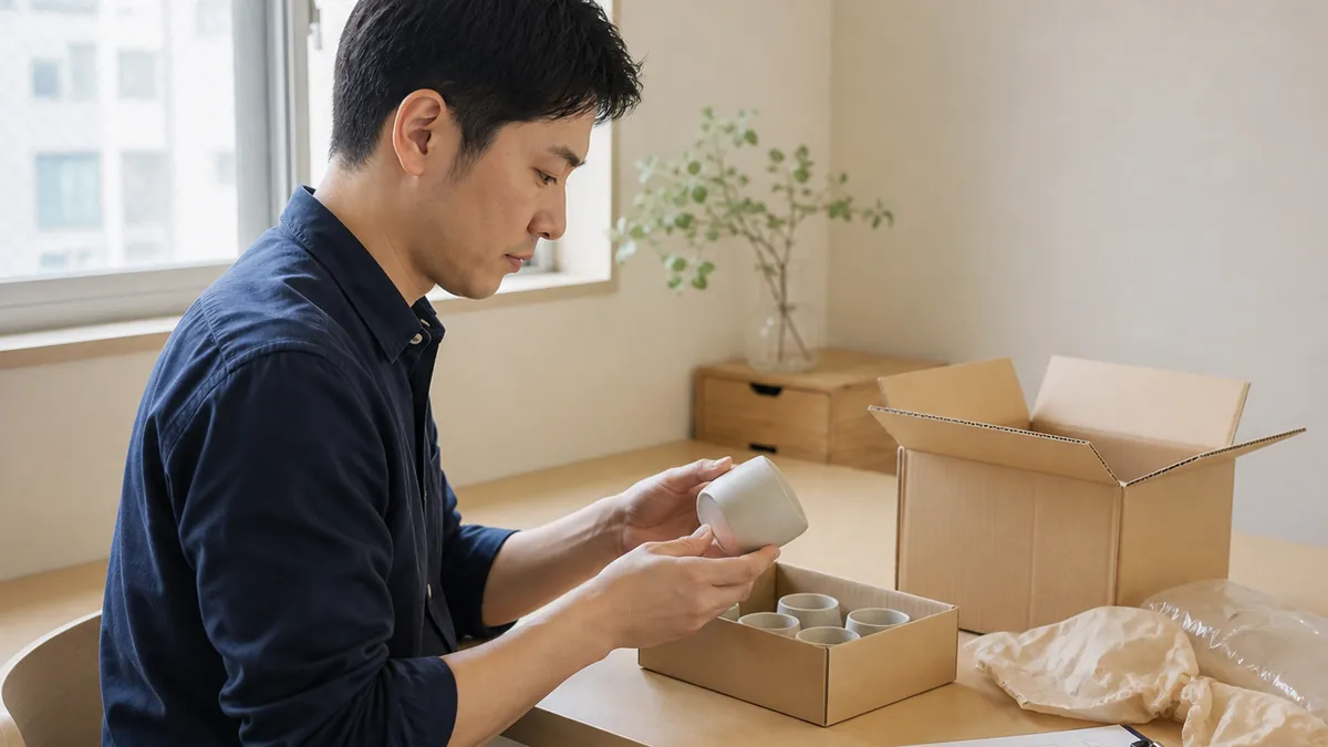 検品・梱包の作業のようす